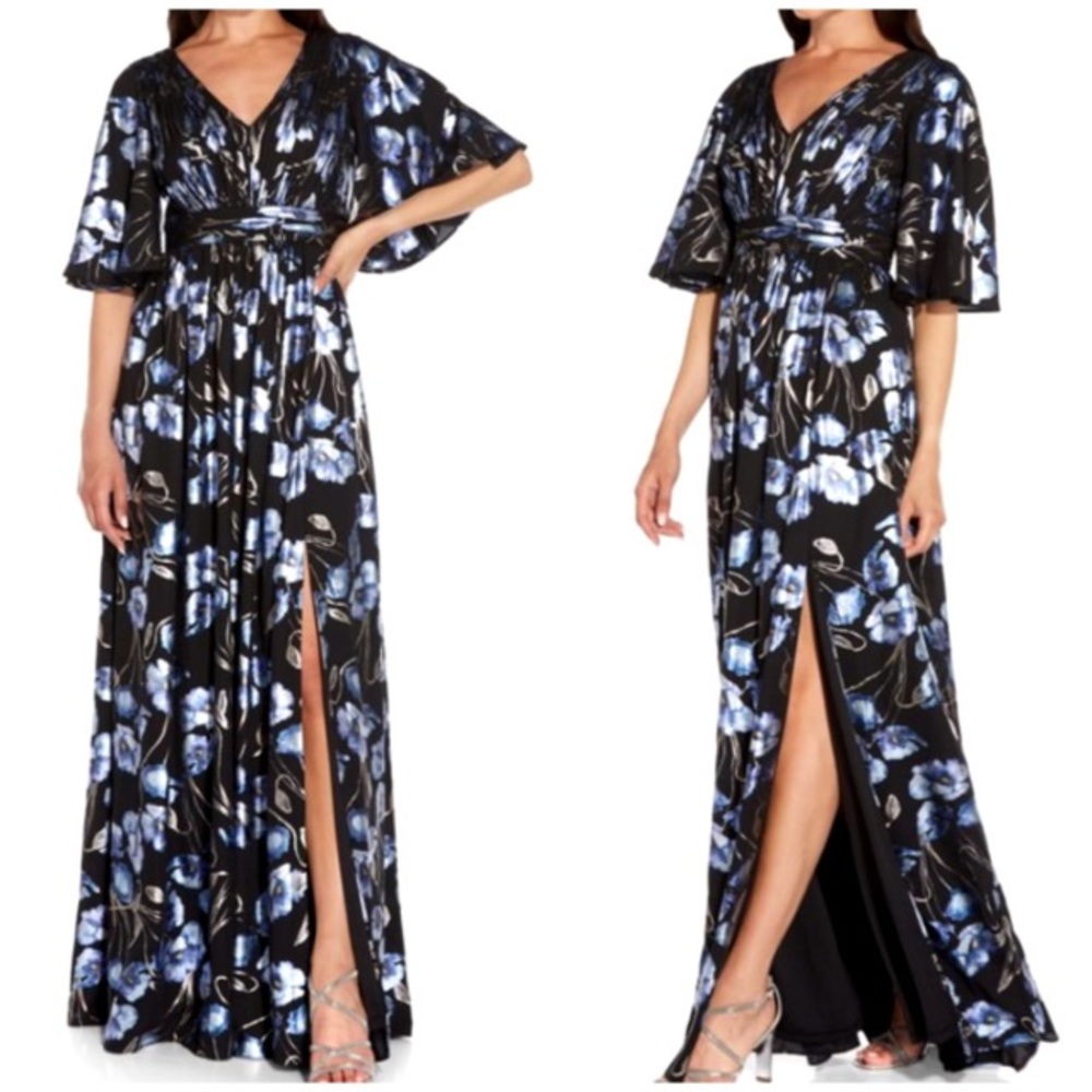 Adrianna Papell metallic floral gown